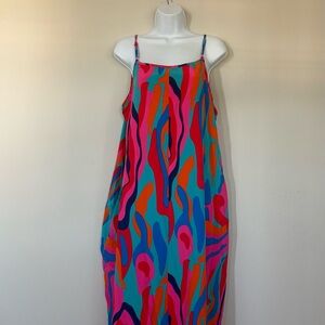 SHEIN Abstract Print Spaghetti Strap Slip On Dress Size L